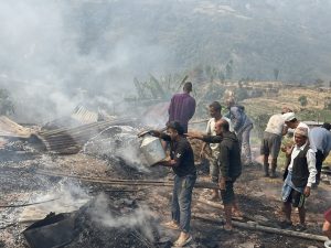 युद्धप्रसाद पुडासैनीको घरमा आगलागी