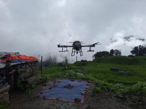 रसुवामा ड्रोनमार्फत वनस्पति र घाँसका बीउ छरियो