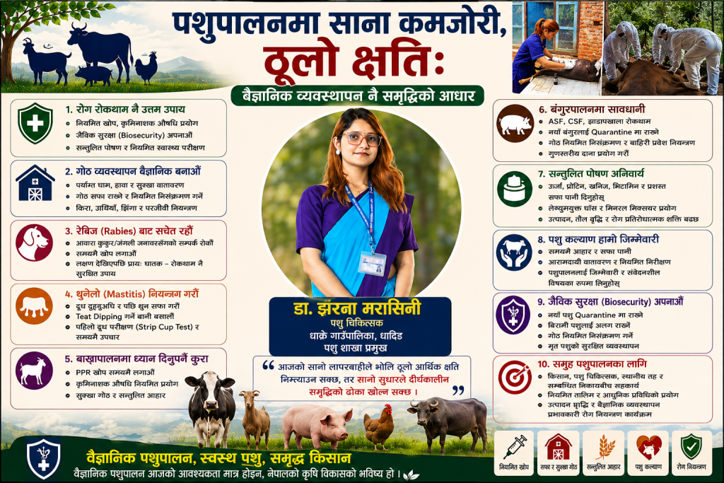 पशुपालनमा साना कमजोरी, ठूलो क्षति: वैज्ञानिक व्यवस्थापन नै समृद्धिको आधार